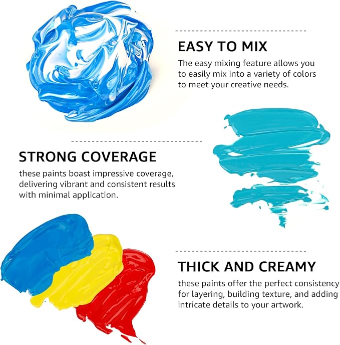 ABEIER Large Bulk Acrylic Paint Set, 15 x 16 fl oz, Non-Toxic