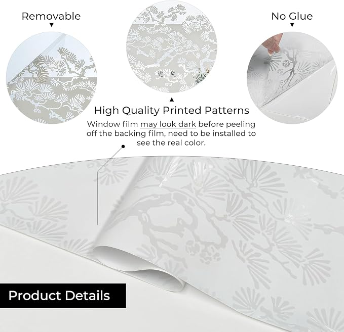 ADD.HERES Stained Glass Window Film, Window Film Decorative, 17.5 x 78.7 in