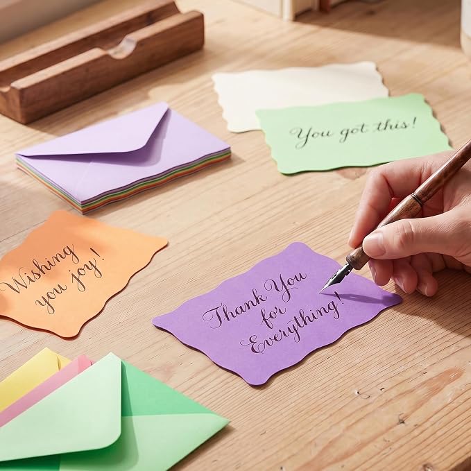 120 Pack Mini Envelopes with Cards, Small Envelopes with Blank Cards