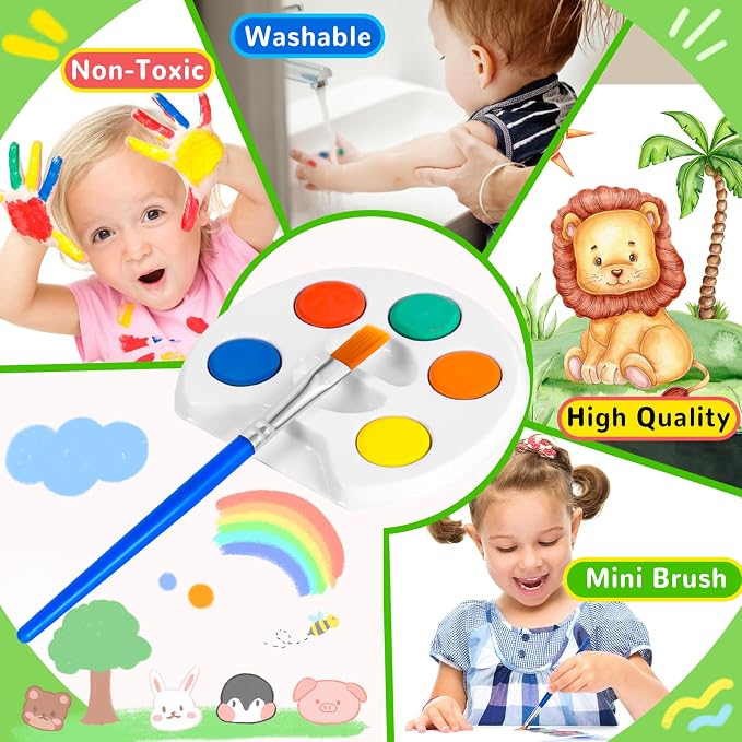 Mini Water Color Paint Set for Kids.18 Pack Non-Toxic Watercolor Paint Bulk