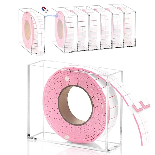 330 PCS Double Sided Foam Tape Pre Cut 1/2 X 2/5 Inch Small Adhesive Foam Squares for Crafts Thin Foam Craft Tape Split for Arts Crafts Sewing Scrapbook DIY Christmas (Tape with Box, Pink)