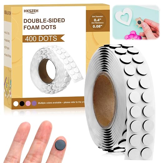 400 PCS 2mm Double Sided Foam Dots 0.4" Foam Round Dots 3D Foam Tape Craft Double Sided Dual Adhesive Foam Mounts Foam Pop Dots For Art Crafts Diy Handmade Scrapbook(Black,0.4" Diameter,2mm Thick)