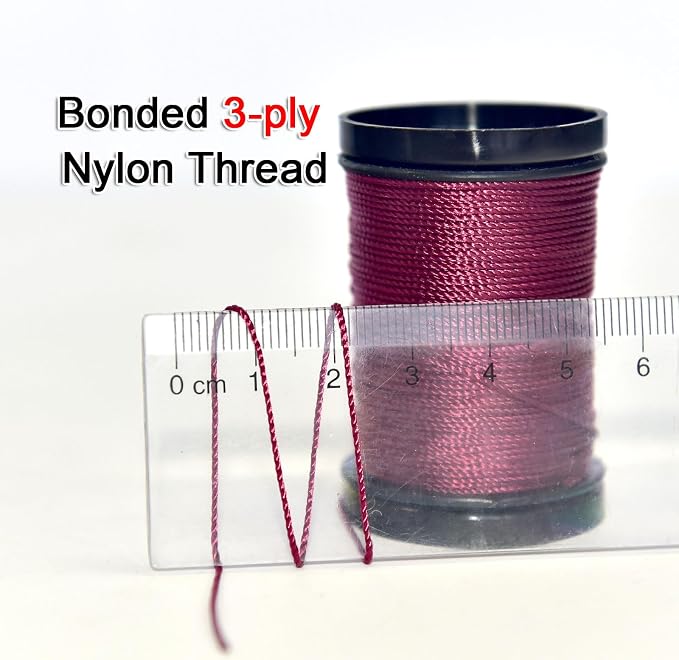 30 Yards Heavy Duty Extra Strong Upholstery Nylon Sewing Thread for Machine, Home, Hand, Craft, and Denim Leather，Color：Dark red