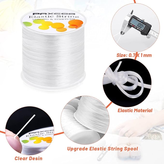 Paxcoo Elastic Bracelet String Cord Stretch Bead Cord for Jewelry Making and Bracelets Making (Pack of 2)