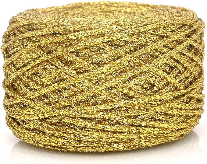 Metallic Glitter Yarn for Crochet & Knitting, Fine 2 Light Weight Worsted for Crochet Knitting, 35g 1.23oz, 145 Yards Soft Craft Sparkle Yarn (Champagne)