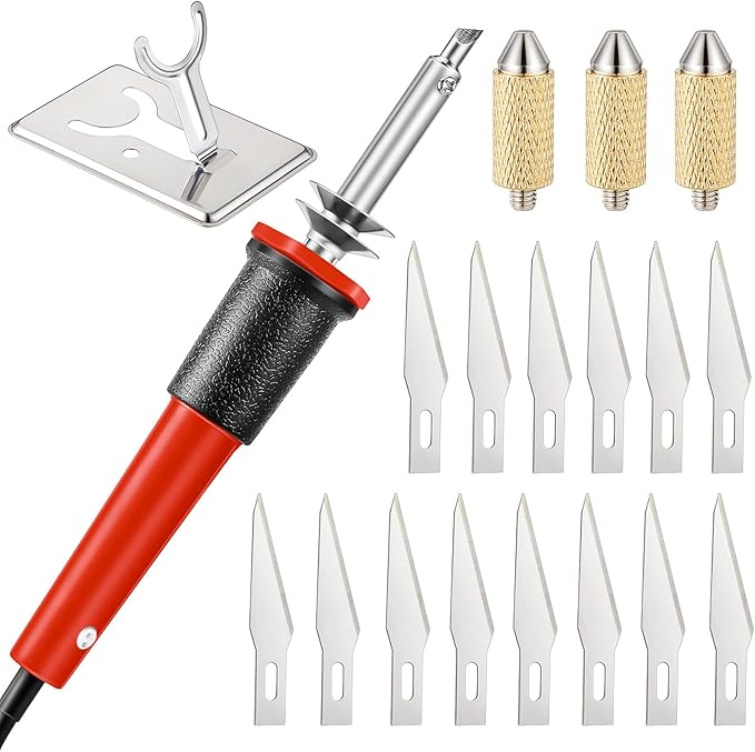 Honoson 19 Pcs Electric Hot Knife Cutting Tool with 14 Blades, Red