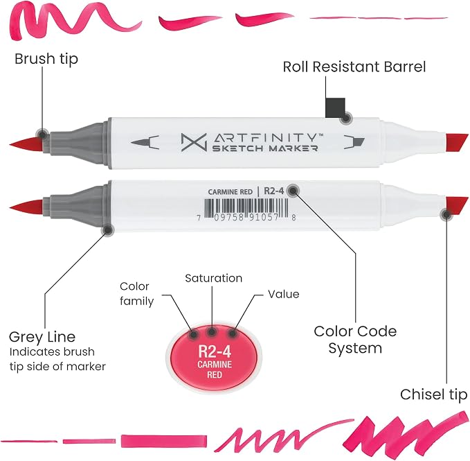 Artfinity Sketch Markers - Roof G9-6, Vibrant, Professional, Dye-Based Alcohol Markers for Artists, Drawing, Travel, & More