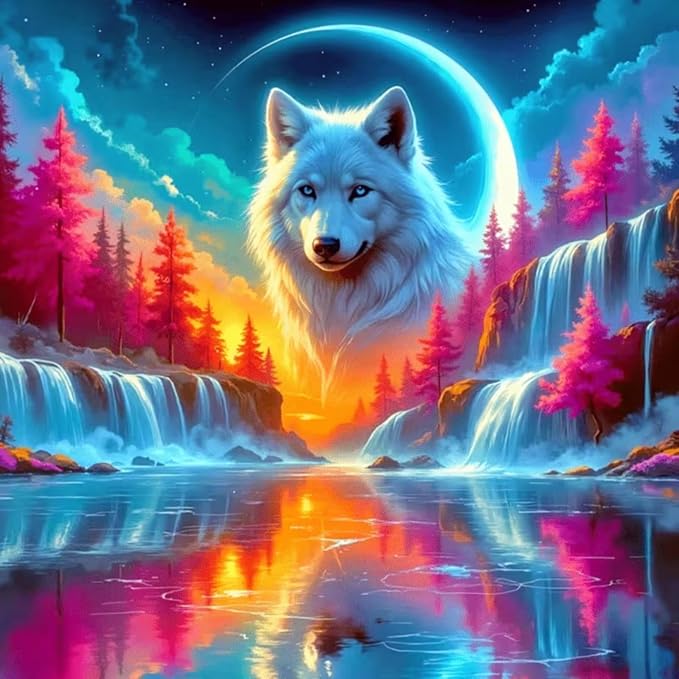 Mosaflare 5D Wolf Landscape Diamond Painting Kits for Adults 13.7x13.7 Inch