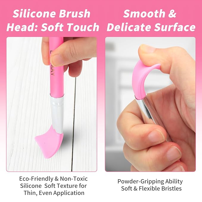 LORMAY 7-Piece Silicone Brush Set for UV Resin Crafts and Makeup, Pink | Easy Clean for DIY Epoxy Art and Makeup, Soft Reusable Tools, Gentle Applicator Suitable for All Skin Types