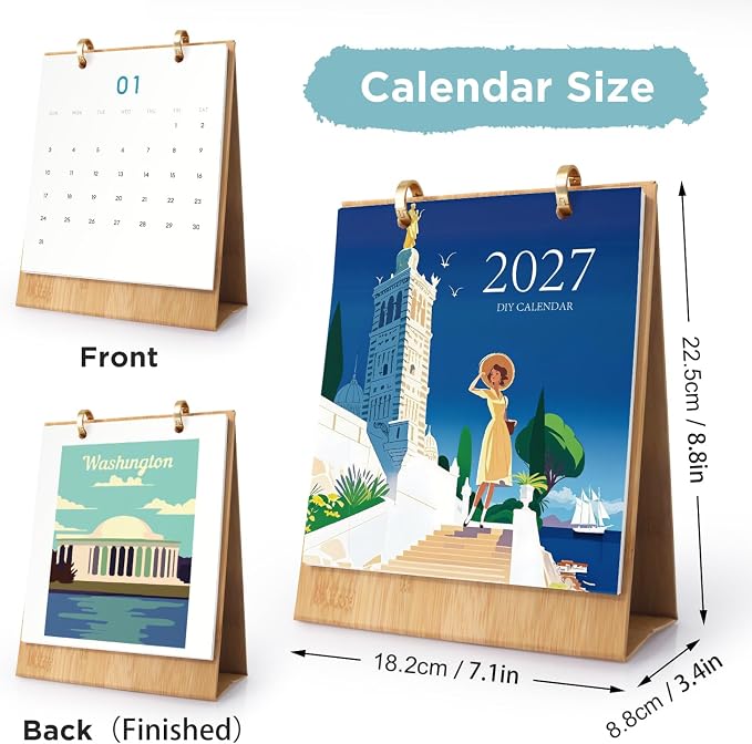 Lnjsipam Paint by Numbers Calendar 2027 - Travel Paint with Number for Gift | Travel Paint by Numbers Calendar, Easy DIY Calendar, Unique Gift for New Year, Travel Paint by Number Kit for Adults