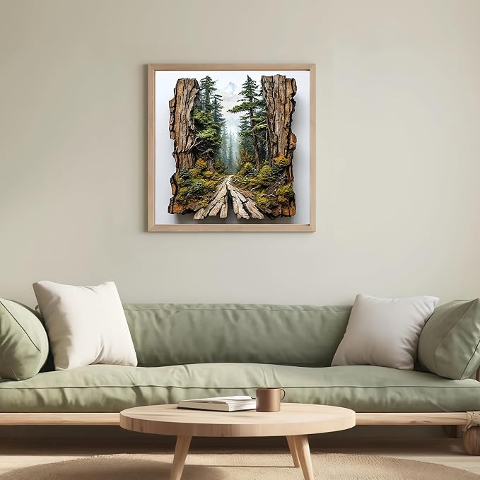 Forest Landscape Diamond Art Kits,5D Diamond Painting for Adult Beginners | DIY Full Drill Round Gem Painting Art for Adults，Home Wall Decor 13.78x13.78 Inch