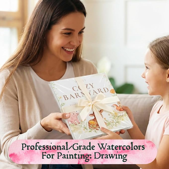 Watercolor Workbook for Beginners,18 Whimsical Farm Animal Water Coloring Book,Relaxing & Easy to Paint Water Coloring Book with 24 Colors-Perfect for Gifting to Creativity & Joy for Adults