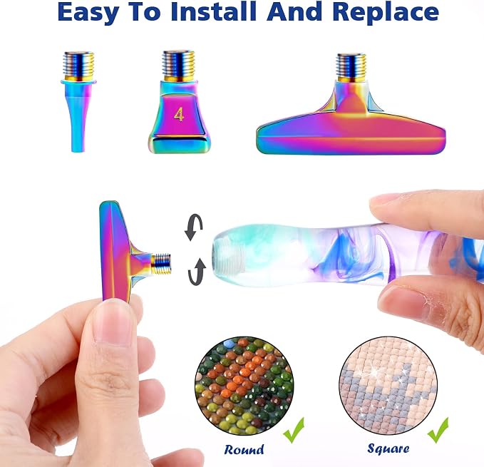 Snewvie Diamond Painting Pen Accessories Tools Set,1PCS Diamond Art Pen and 3PCS Colorful Metal Screw Thread Multi Placer Tips,Diamond Painting Drill Pens for DIY Diamond Art