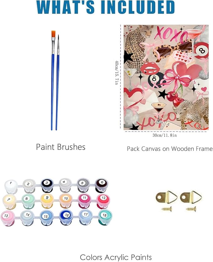WUDWL Pink Bow Paint by Numbers Kit for Adults, Color By Numbers for Adults | Coquette Decor Painting by Number On Canvas, Paint Number Artist Funny Without Frame DIY, Home Wall Decor, 12x16in