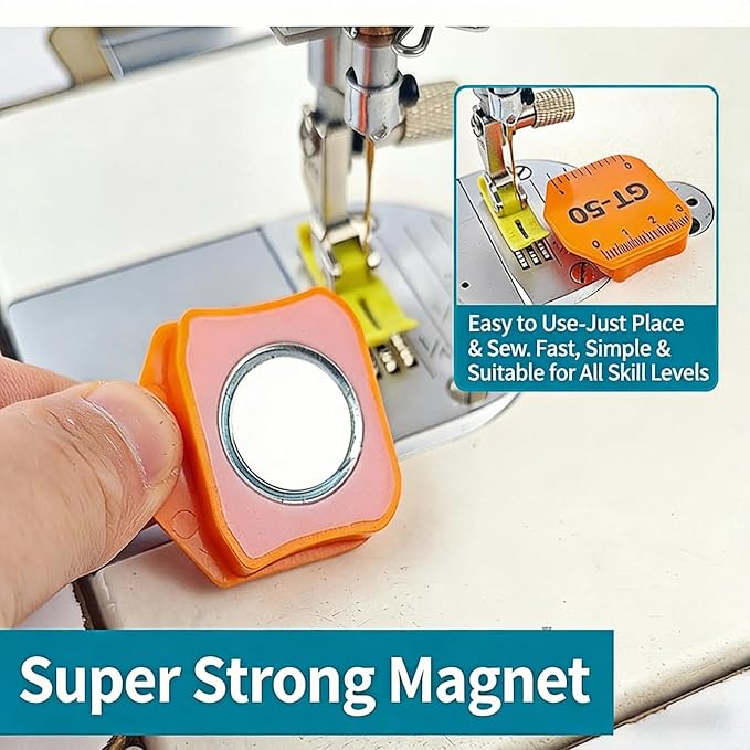 4 PCS Magnetic Seam Guide for Sewing Machine,Multifunctional Polygonal Hemmer Guide with Scale,Universal Sewing Quilting Supplies Accessories Tools