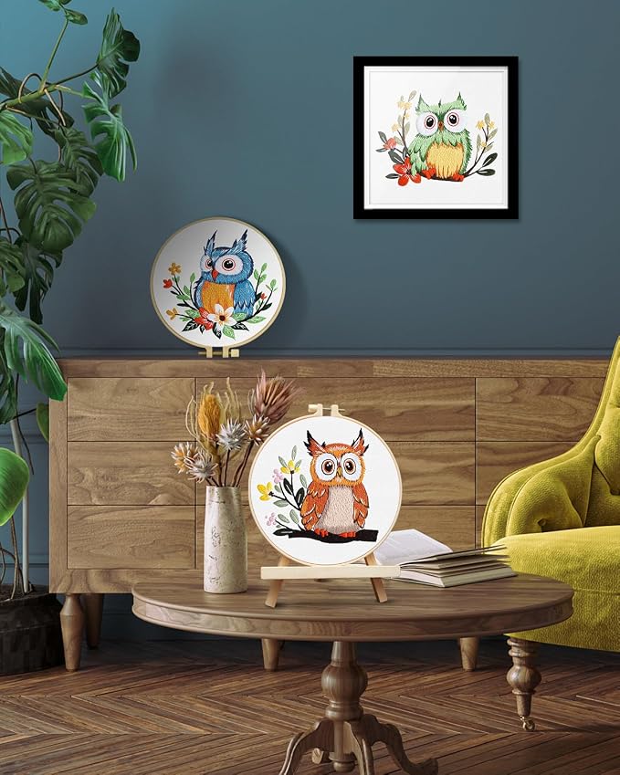 TINDTOP Embroidery Kit for Adults, Owl Embroidery Practice Kit