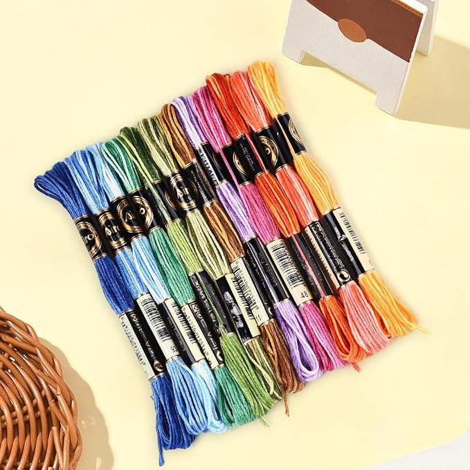12 Skeins 6 Strands Rainbow Embroidery Thread Floss for Craft DIY