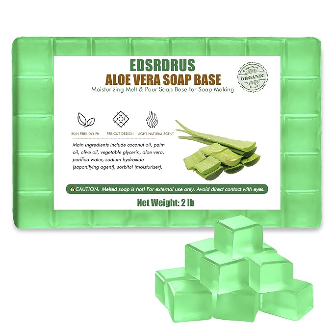 EDSRDRUS 2lb Scent Soap Base DIY Handmade with Aloe Vera & Coconut Oil, Moisturizing Melt and Pour Soap Base