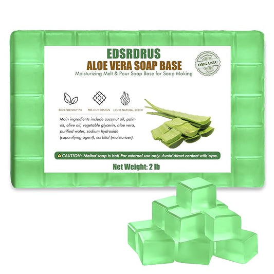EDSRDRUS 2lb Scent Soap Base DIY Handmade with Aloe Vera & Coconut Oil, Moisturizing Melt and Pour Soap Base