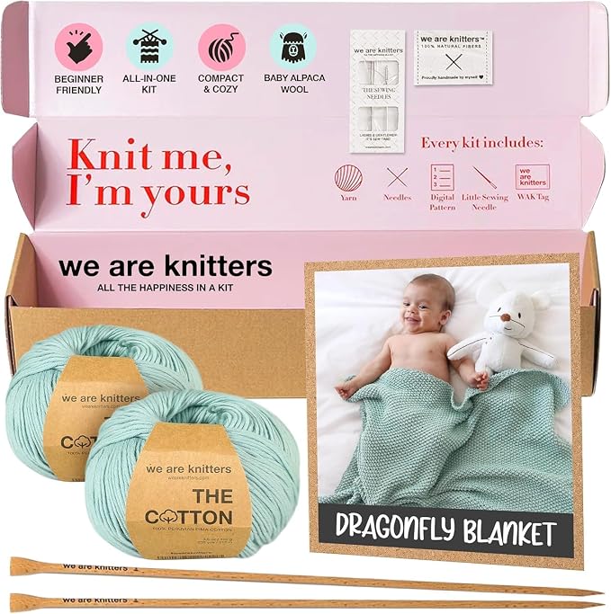 We Are Knitters Blanket Knitting Kit for Beginners – Aquamarine