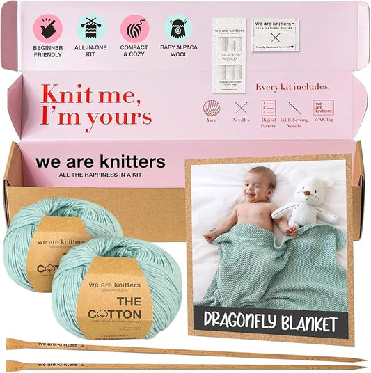 We Are Knitters Blanket Knitting Kit for Beginners – Aquamarine
