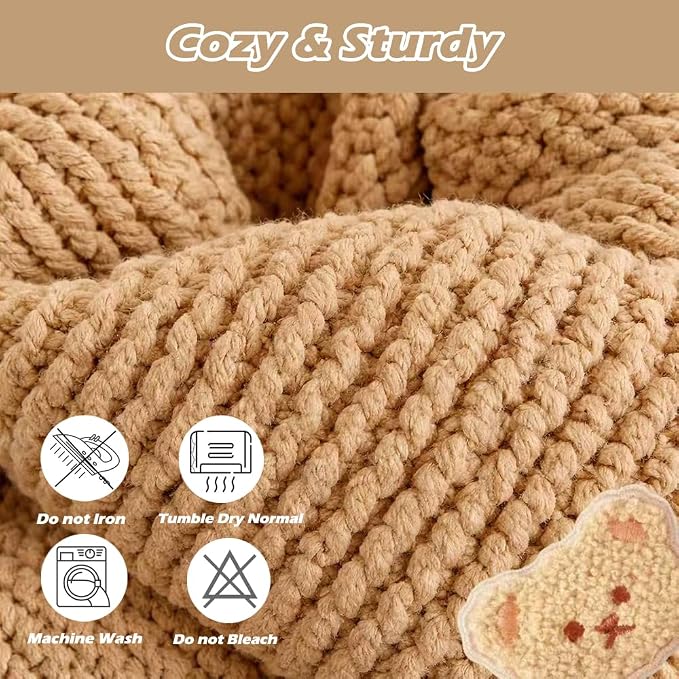 Novelchet Scarf Knitting Loom Kit for Beginners with Plush Yarn Khaki
