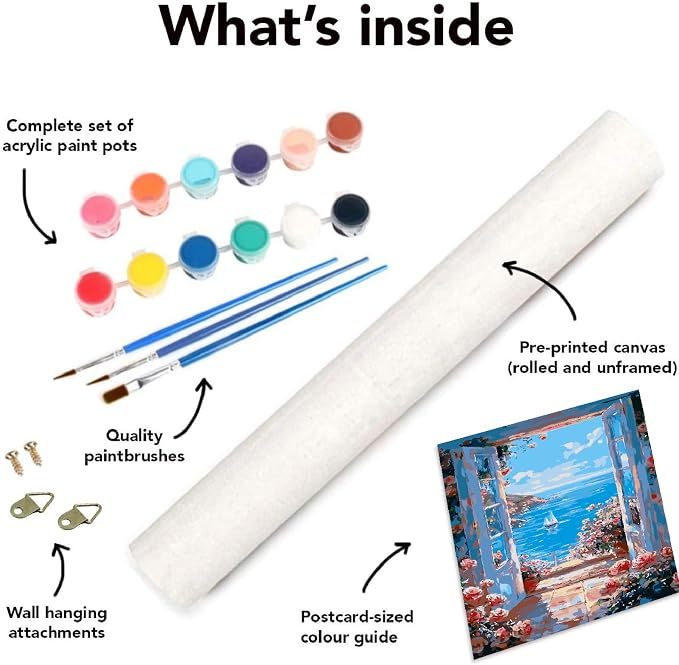 YarnMate Scenery Paint by Numbers for Adults,Landscape Beach Paint by Number for Adults Beginner,Easy Acrylic Paint by Number on Canvas for Relax and Home Wall Decor 16X20 Inch (Without Frame)