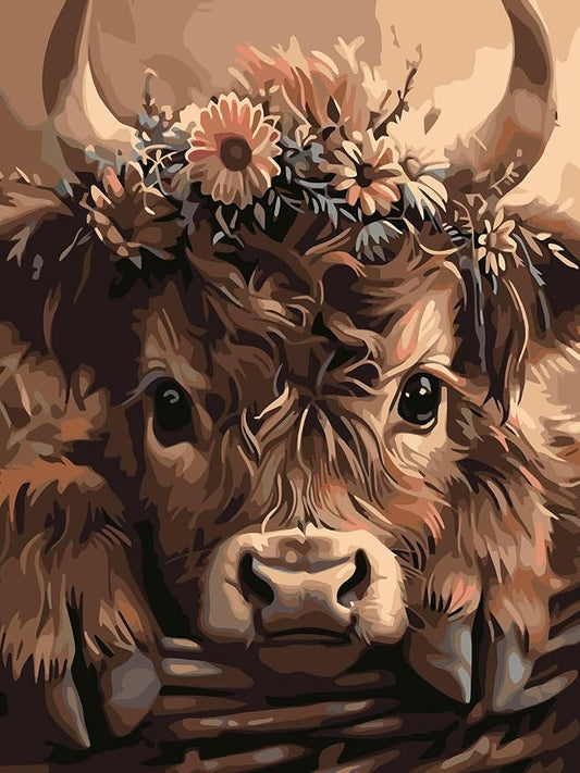 Mosaflare Highland Cow Paint by Numbers for Adults Beginner 12X16 inch | Animals Adult Paint by Number Kits on Canvas, DIY Acrylic Oil Easy Painting by Numbers for Home Wall Decor (Without Frame)