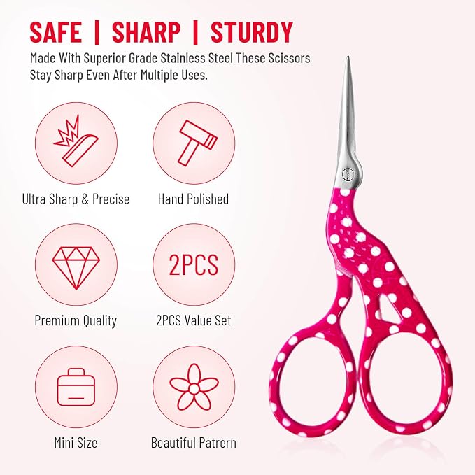 Embroidery Crafting Scissors, 3.7 Inches, 2 Pieces