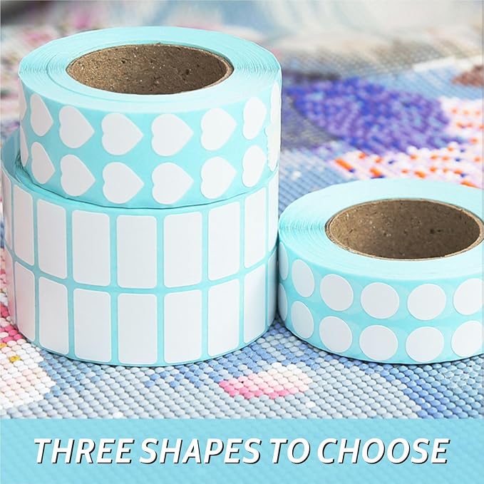 3000 Pieces Diamond Painting Storage Containers White Labels, Diamond Painting Bead Kits for Name Number, Self-Adhesiven Blank Writable Small Art Stickers for Office DIY (Round)