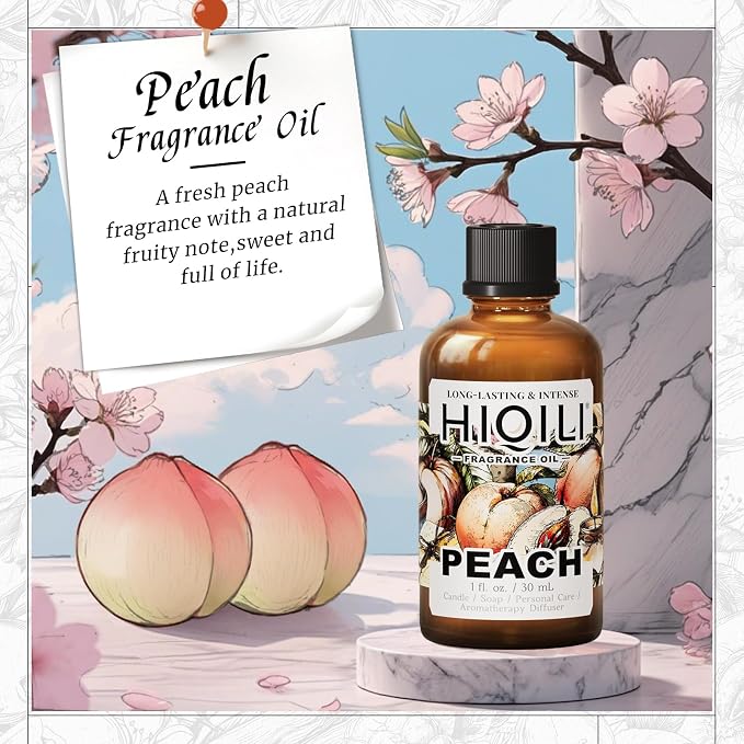 HIQILI Peach Fragrance Oil for Home Diffuser, Body Spray - 1 Fl Oz