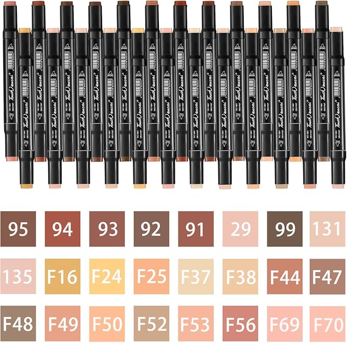 Skin Tone Colors Alcohol Markers Set,24 Color Dual Tips Art Markers,Markers Pens for Artist Adults Coloring Illustration Painting DIY Crafts Making Art Supplies
