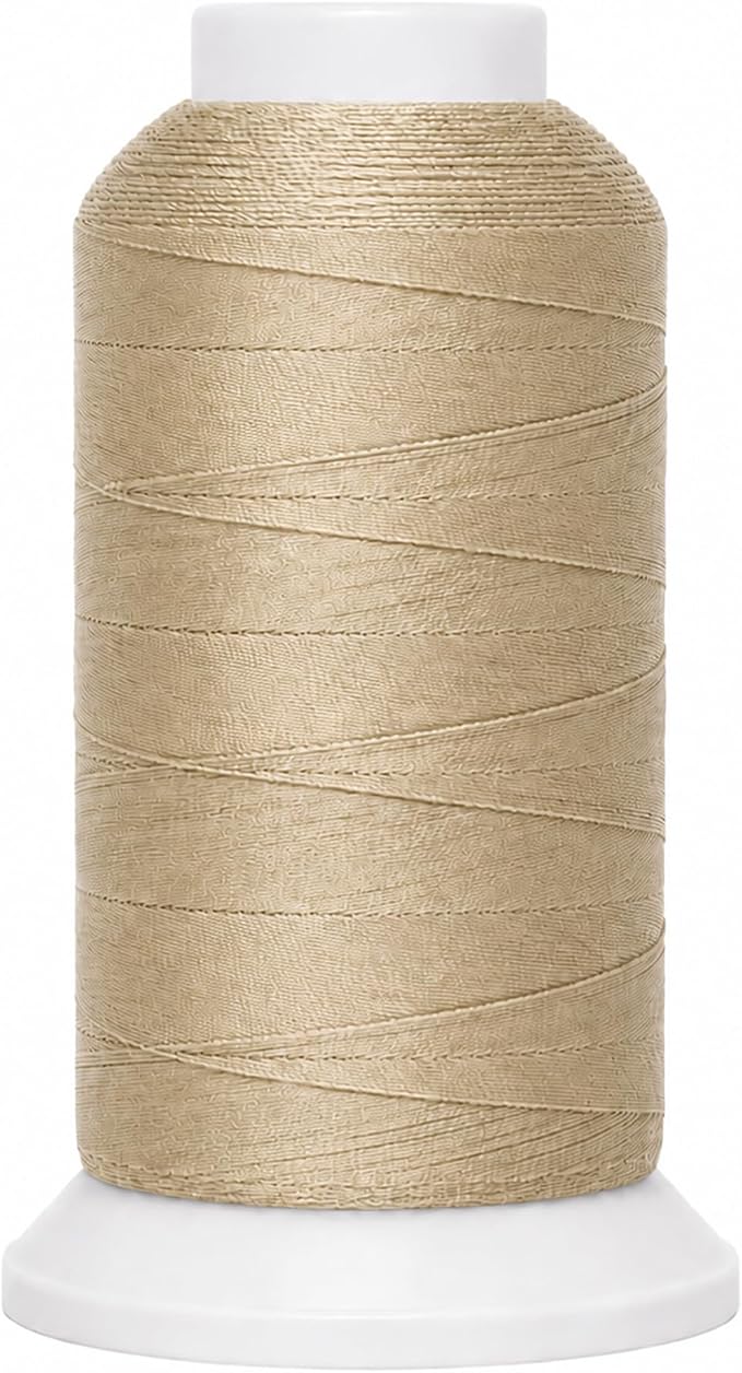 Mandala Crafts Beige Tex 90 Polyester Heavy Duty Thread for Upholstery | 1500 Yds T90 UV Resistant Strong Thread for Leather Sewing, Marine, Drapery, Jeans, Hair Weaving & Extension, Outdoor