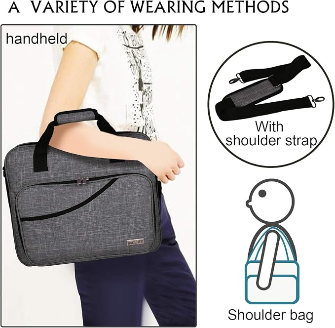 BAGLHER Cross Stitch & Embroidery Organizer Bag - Large Portable Project Storage with 3 Compartments, Travel Friendly Carrying Case for 11.2" Hoops, Threads, Supplies (Gray)