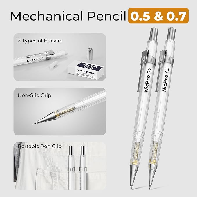 Nicpro 22 PCS Compass Geometry Tools with Case, Drafting Tool Geometry Set | With Swing Arm Protractor, Rulers, Metal Compass, Square Set, Mechanical Pencil, Back to School Supplies for Students