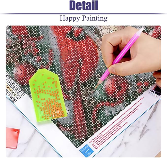 Christmas Cardinal Diamond Art Kits for Adults, 5D DIY Diamond Painting for Adults Beginners, Diamond Dots Kits Gem Arts Crafts for Home Wall Decor 12x12 Inch