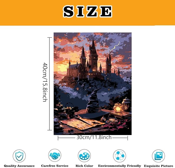 6 Pack Castle Paint by Numbers Kit for Adults Framed Canvas, Frameworkless | Easy Adult Paint by Number Kits on Canvas DIY 6 Pack Castle Painting for Beginners Art by Numbers for Home Wall Decor Gift