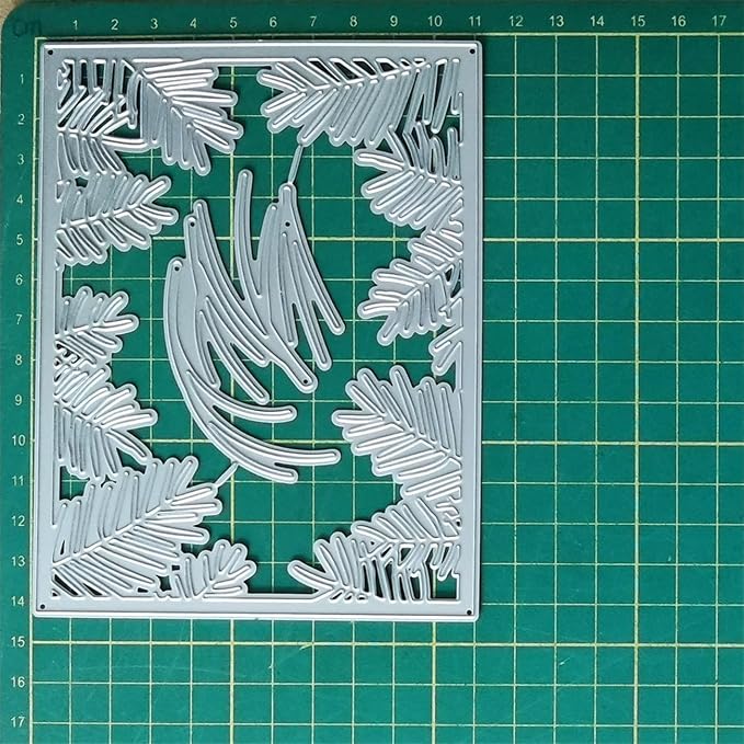 Cutting Dies 3D Background Frame Metal Stencils Scrapbooking Tools DIY Craft Carbon Steel Embossing Template for Paper Card Making Album Arts Supplies (Frame 14-coniferous 11.1x14.3cm)