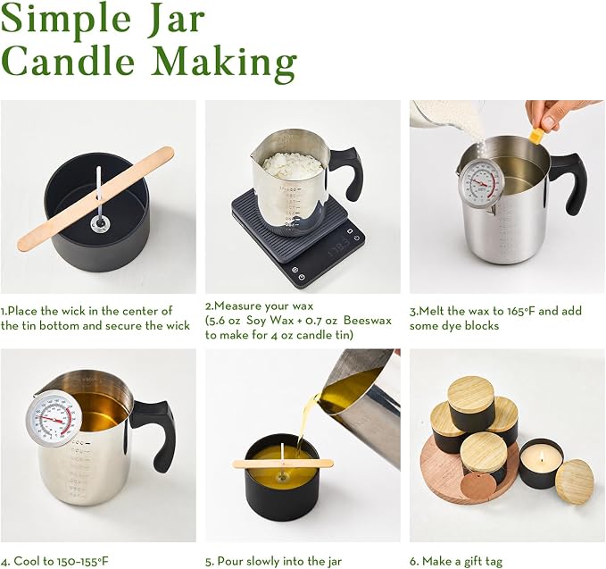 Ashlux Premium Candle Making Kit for Adults, 5lb Soy & Beeswax Flakes Set | Complete DIY Supplies for Beginners, 3 Molds, Dyes, Thermometer, Melting Cup, Ideal for Family Crafting, Gifts, Home decor