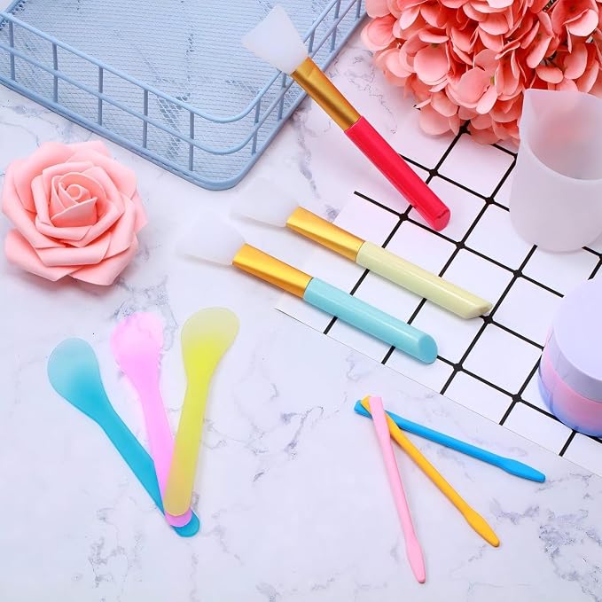 Patelai 12 Pcs Silicone Stir Sticks Kit, Silicone Epoxy Brushes, Stir Tool Sticks, Mixing Spoon, Scraper DIY Crafts Tools for Resin Epoxy Liquid Paint(Bright Color)