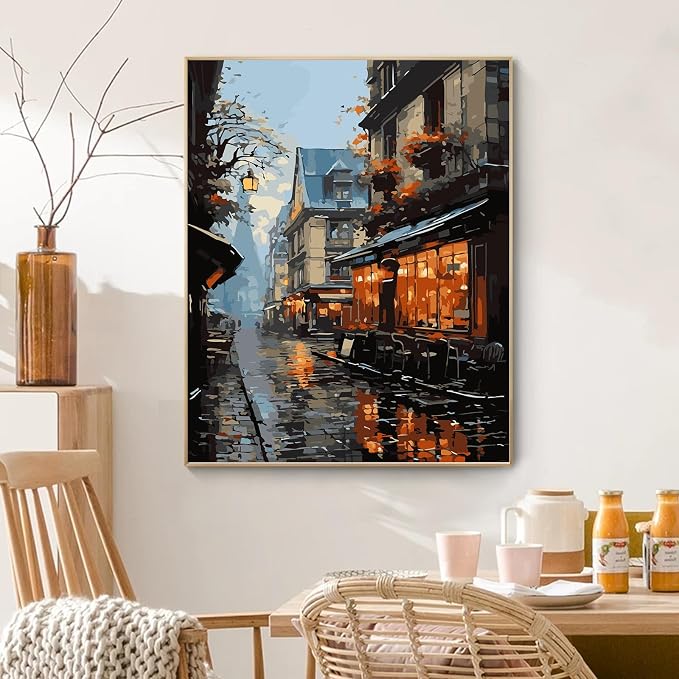 PRASIO Paint by Numbers Kit for Adults Beginner, Street View Adult Paint by Number Kits on Canvas, DIY Acrylic Watercolor Oil Paint by Number for Adults for Home Decor Gift 16x20 Inch