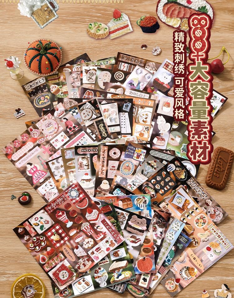 Alideco 30pcs Scrapbook Stickers Vintage Gourmet Desserts Sticker Book for Adults Sticker journaling Stickers for Scrapbooking (liuguangmanyu)