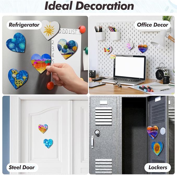 Engrowtic 50 Pcs Magnetic Painting Canvas Panels, 3 in, Heart