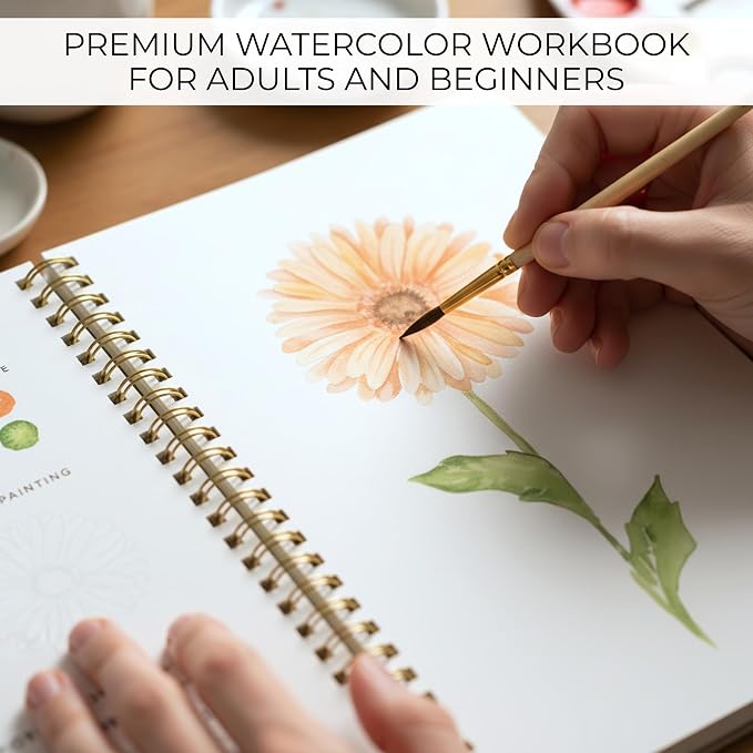 Beautiful Watercolor Workbook for Beginners - Relaxing & Easy to Paint | Easy Water Coloring Book with Floral Designs on Quality Paper - Perfect for Gifting to Spark Creativity and Joy for Adults