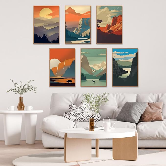 6 Pack Paint by Numbers Kit for Adults, National Park Canvas Painting Set | 8x12 Inch, DIY Acrylic Painting Craft Kit for Beginners without Frame, Relaxing Creative Hobby, Home Wall Decor, Gift