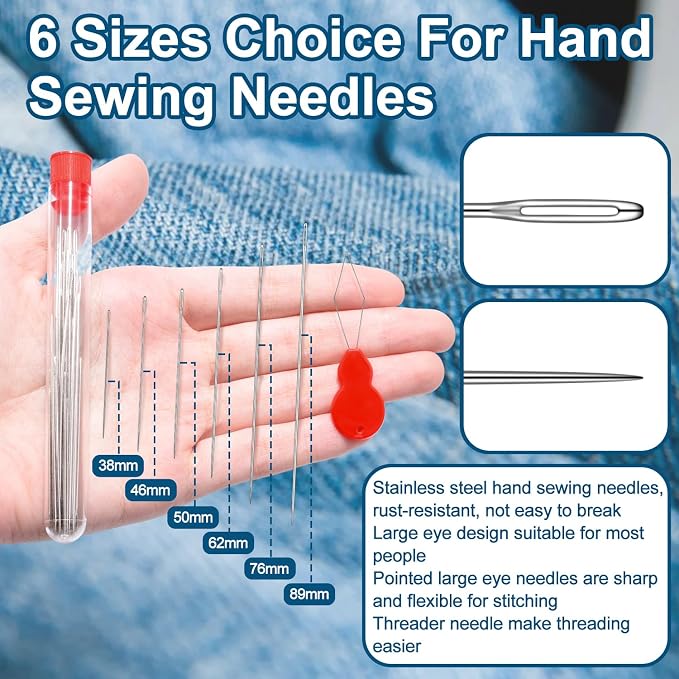 30pcs 2-3/8" Large Eye Sewing Needles for Crafts, Embroidery Needle Threader for Leather Cross Stitch Needle Darning Tapestry Quilting Needlepoint Needles Sewing Supplies Accessories