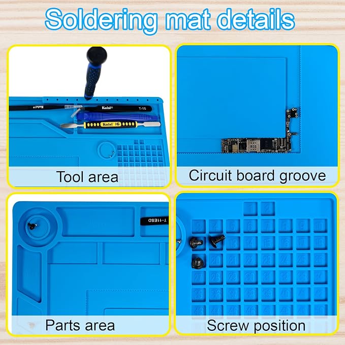 Kaisi Soldering Mat,15.35" x 10.6" Inch Heat Resistant Silicone Work Mat