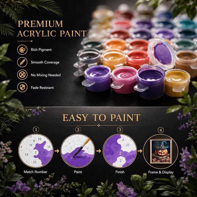 HITO Halloween Paint by Numbers Kit for Adults Pumpkin 16x20 Inch Frameless | Pumpkin Adult Paint by Number Kits on Canvas, DIY Acrylic Oil Easy Painting by Numbers for Home Wall Decor