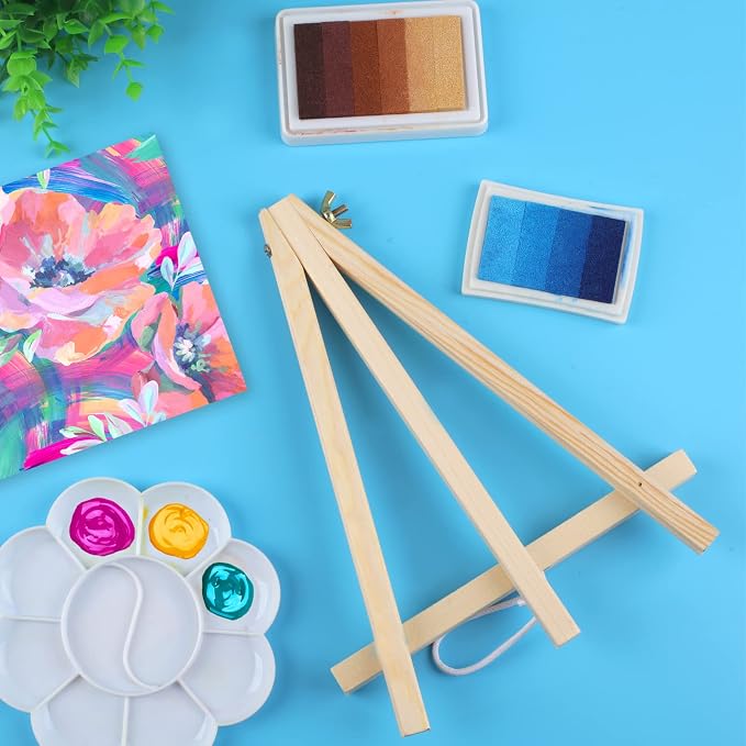 2 Pack 14 Inch Wood Easels, Tabletop Easels, Easel Stand for Painting, Tripod Painting Easels for Art & Crafts, Portable Canvas Holders