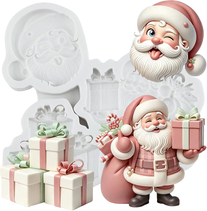 Christmas Santa Polymer Clay Mold Santa Claus Present Silicone Mold